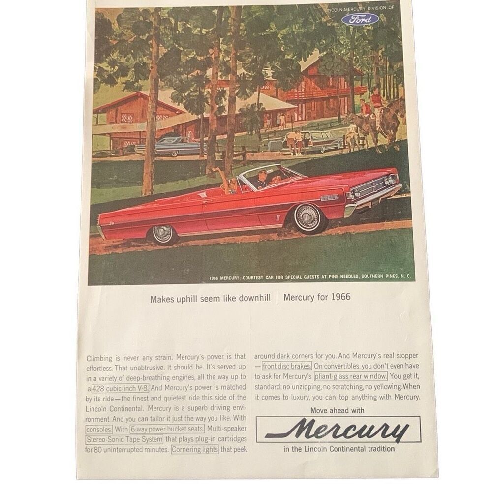 Vintage 1965 Ford Mercury Seems Like Downhill Ad Advertisement
